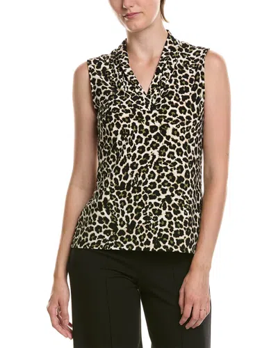 Anne Klein The Triple Pleat Printed Top In Animal Print