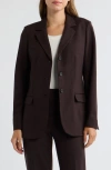 Anne Klein Three Button Blazer In Brown