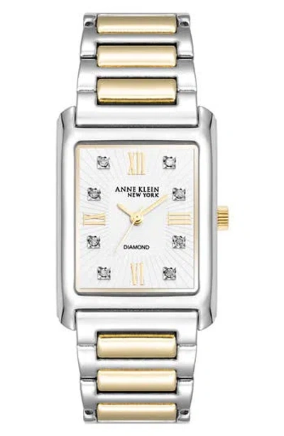 Anne Klein Three Hand Quartz Diamond Dial Bracelet Watch, 26mm X 37mm In Multi