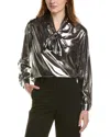 Anne Klein Tie Neck Blouse In Grey