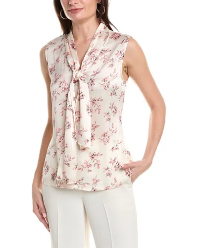 Anne Klein Tie-neck Blouse In Neutral