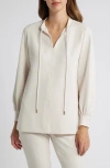 Anne Klein Tie Neck Stretch Twill Poet Tunic In Anne White