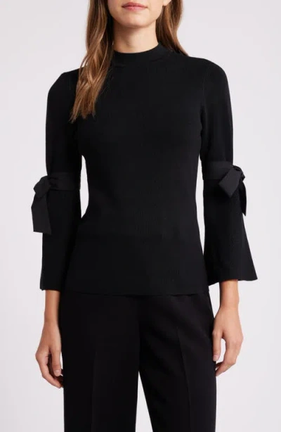 Anne Klein Tie Sleeve Sweater In Anne Black