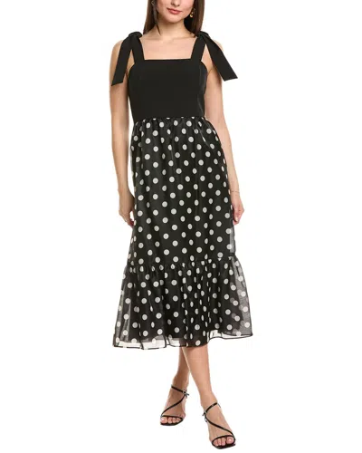 Anne Klein Tie Strap Midi Dress In Black