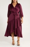 Anne Klein Plus Size Tiered Midi Dress In Burgundy