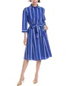 Anne Klein Tie Waist Midi Shirtdress In Blue