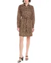Anne Klein Tie Waist Shirtdress In Animal Print