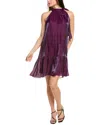 Anne Klein Bow Accent Tiered Dress In Purple