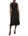 Anne Klein Tiered Lace Midi Dress In Black
