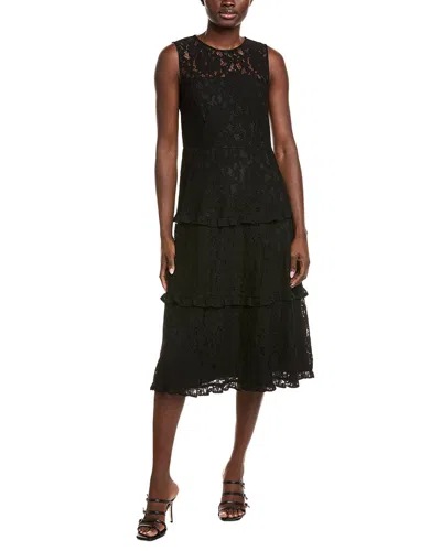 Anne Klein Tiered Lace Midi Dress In Black