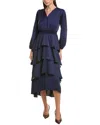 Anne Klein Tiered Midi Dress In Blue