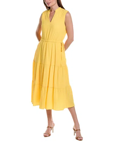 Anne Klein Tiered Midi Dress In Yellow