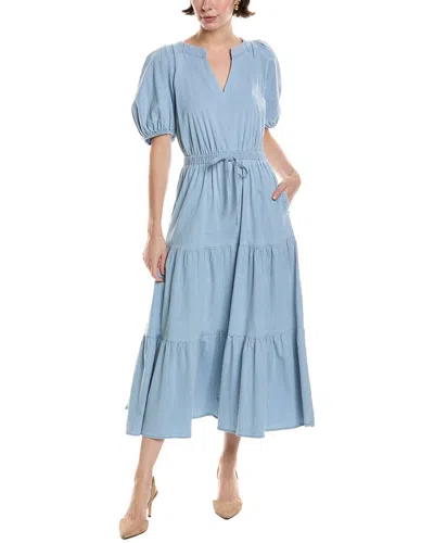 ANNE KLEIN ANNE KLEIN TIERED PUFF SLEEVE MIDI DRESS
