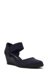 Anne Klein Tiffany Ankle Strap Wedge Pump In Blue