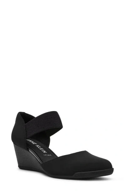 Anne Klein Tiffany Ankle Strap Wedge Pump In Black