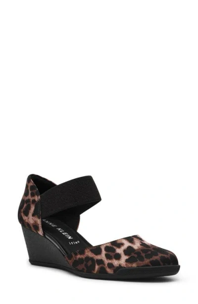 Anne Klein Tiffany Ankle Strap Wedge Pump In Brown