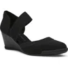 Anne Klein Tiffy Wedge Heel Pump In Black Stretch