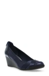 Anne Klein Timeout 2 Womens Slip-on Criss-cross Wedge Heels In Navy