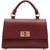 Anne Klein Top Handle Flap Bag In Bordeaux
