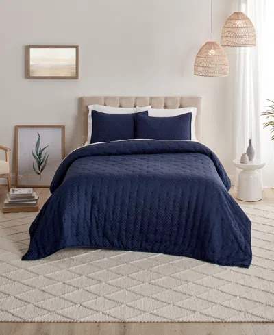 Anne Klein Torringford Jacquard 2-piece Quilt Set, Twin In Blue