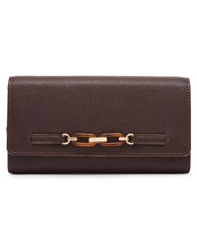 Anne Klein Tortoise Chain Link Mini Wallet In Brown