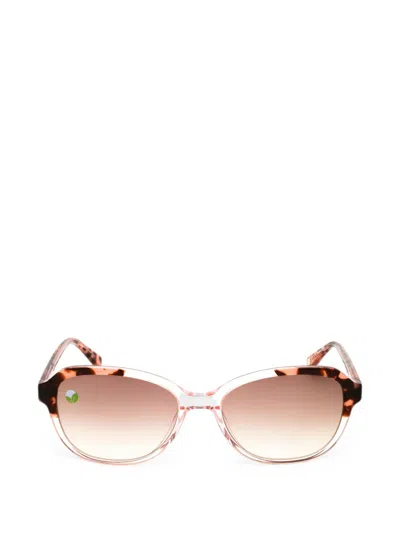 Anne Klein Tortoiseshell-effect Oval-frame Sunglasses In Pink