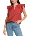 Anne Klein Textured Flutter Sleeve Woven Top