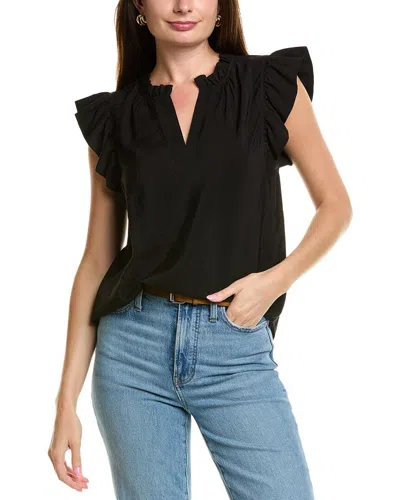 ANNE KLEIN TRAPUNTO STITCHED PLACKET TOP