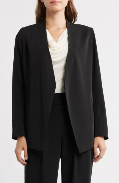 Anne Klein Traveler's Open Front Stretch Gabardine Jacket In Black