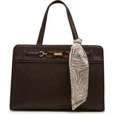Anne Klein Triple Compartment Faux Leather Tote In Brown