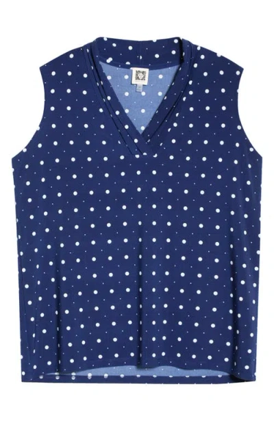 Anne Klein Plus Size Printed Triple-pleat V-neck Top In Blue