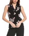 Anne Klein Print Wrap Top In Black