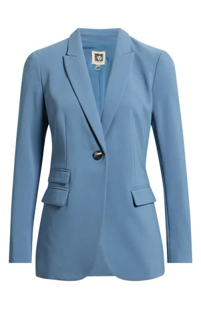 Anne Klein Triple Pocket One-button Blazer In Blue