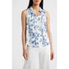 Anne Klein Tulla Floral Sleeveless Top In Blue