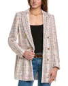 Anne Klein Tweed Double Breasted Jacket In Red