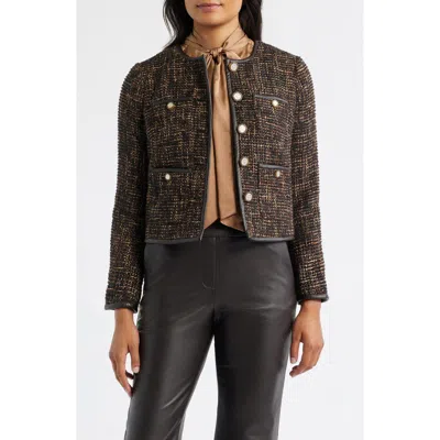 Anne Klein Tweed Jacket In Brown