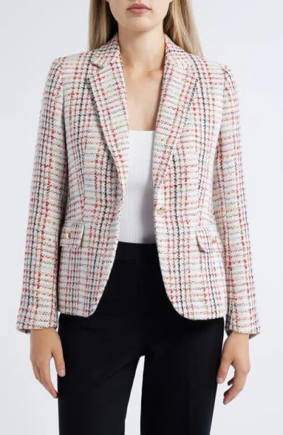 Anne Klein Tweed One-button Jacket In Anne White Multi