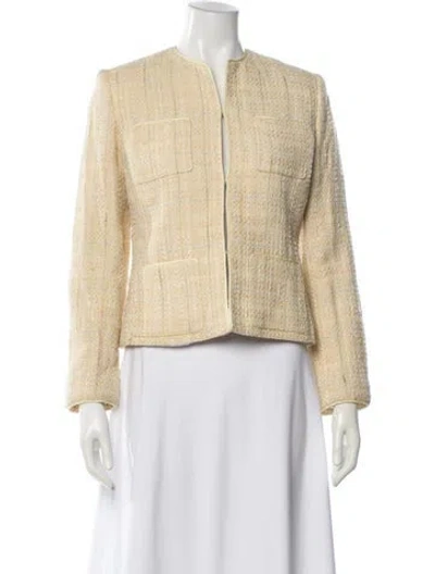 Pre-owned Anne Klein Tweed Pattern Evening Jacket In Yellow