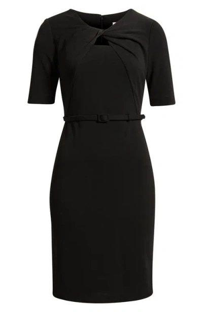 Anne Klein Twist Detail Crepe Sheath Dress In Black
