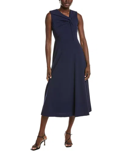 Anne Klein Twist Front A-line Modern Midi Dress In Blue
