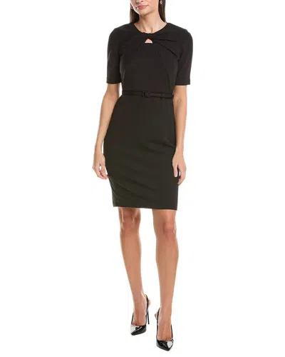 Anne Klein Twist Detail Crepe Sheath Dress In Black