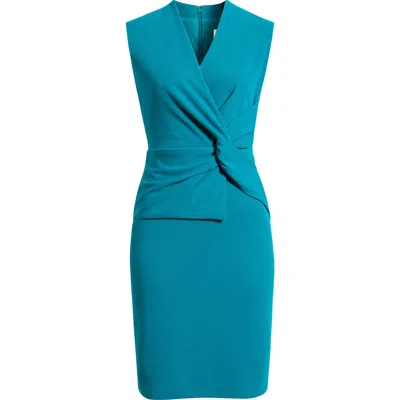 Anne Klein Twist Front Sheath Dress In Blue