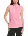 Anne Klein Twist Neck Keyhole Top In Pink