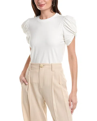 Anne Klein Twisted Puff Sleeve Top In White