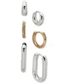 Anne Klein Two-tone 3-pc. Set Oval Crystal Hoop Earrings