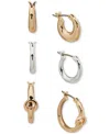 Anne Klein Two-tone 3-pc. Set Small Oval Hoop Earrings