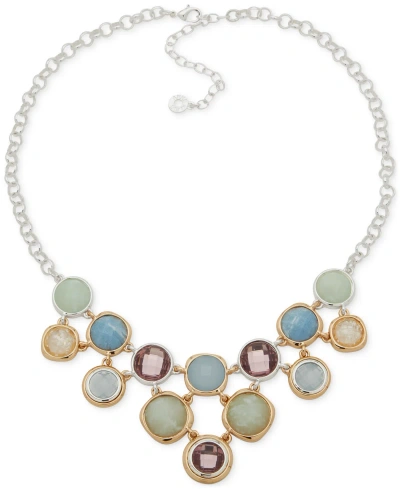 Anne Klein Two-tone Crystal Frontal Statement Necklace, 16" + 3" Extender In Multi