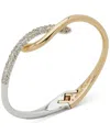 Anne Klein Two-tone Crystal Pave Twist Crossover Bangle Bracelet In Crystal