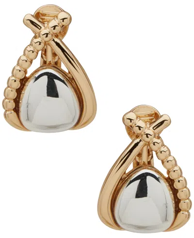 Anne Klein Two-tone Dimensional Button Earrings In Gold