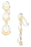 Anne Klein Two-tone Faux Pearl Drop Clip-on Earrings In Two Tone/pearl